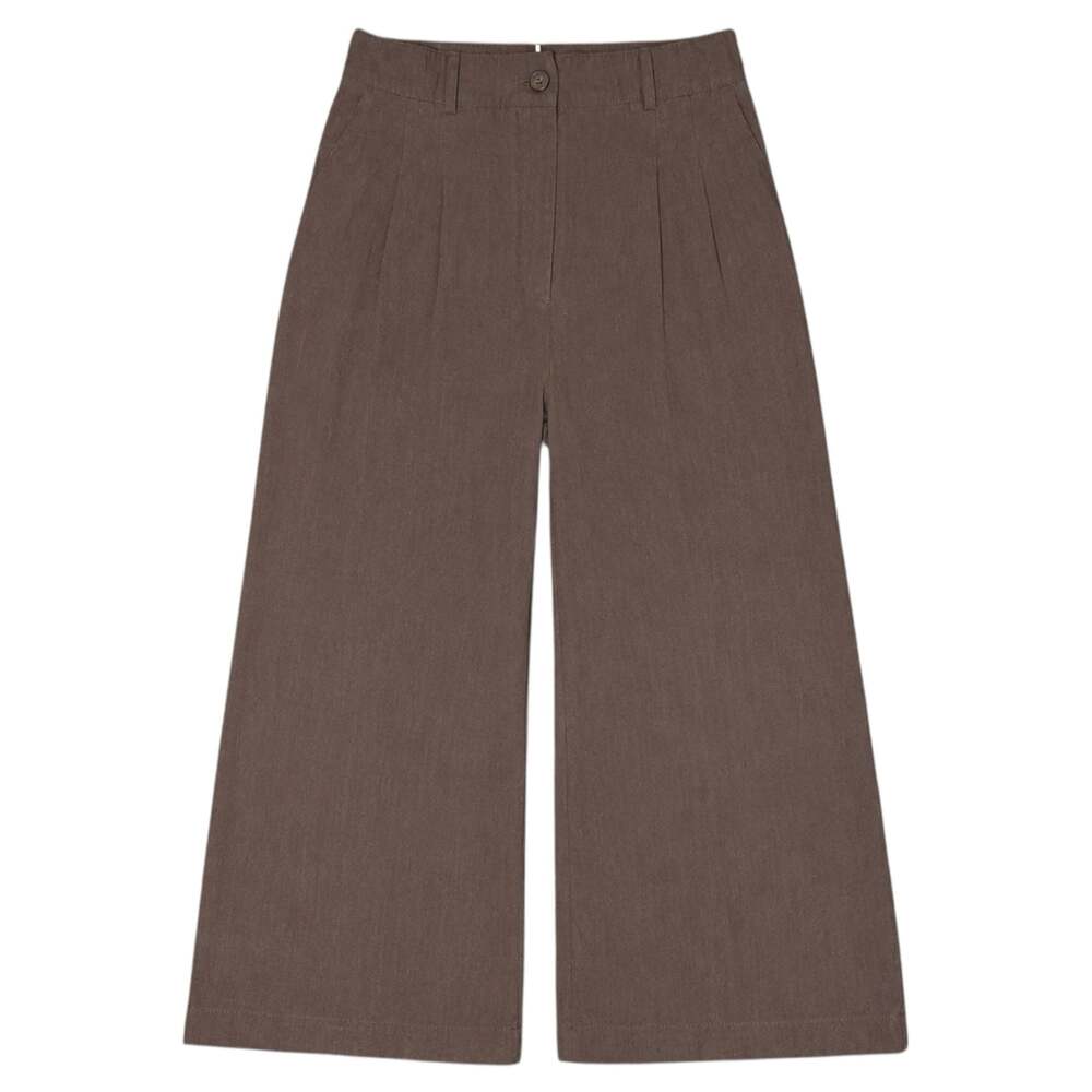 Zara Brown Wide Leg Pleated Trousers Size M